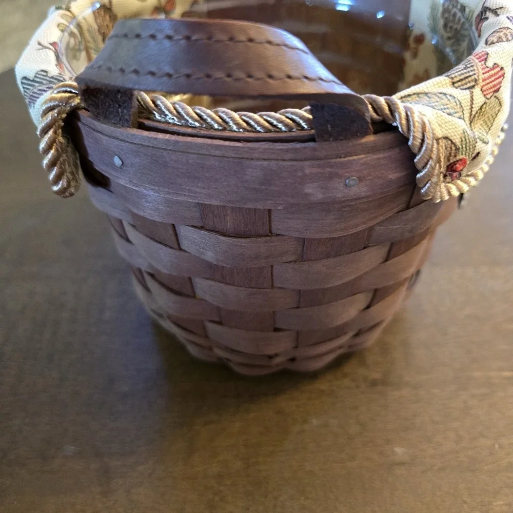 Longaberger‎ Sm Fruit Basket Set  Merlot Autumn Path Pewter Autumn Leaves Tie-On